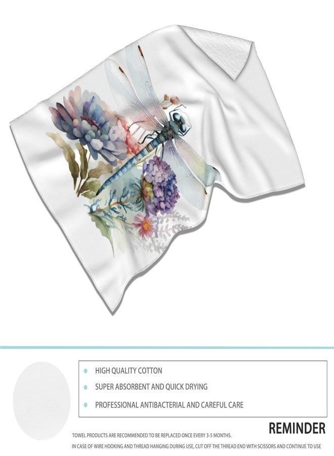 CXULIN 2 Pack Hand Bath Towel,Watercolor Dragonfly Fingertip Towel Bathtub Decorative Bath Towel Bathroom Kitchen Towel Set Highly Absorbent SPA Gym Towels 14x28 Inch - Image 3